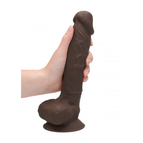 Коричневый фаллоимитатор Silicone Dildo With Balls - 22,8 см.